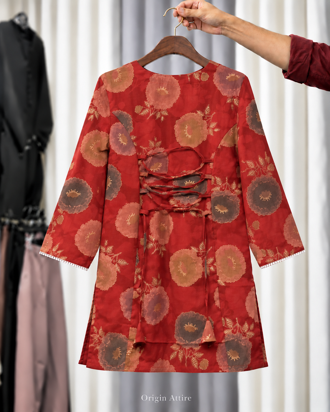 Color Rust Red Floral